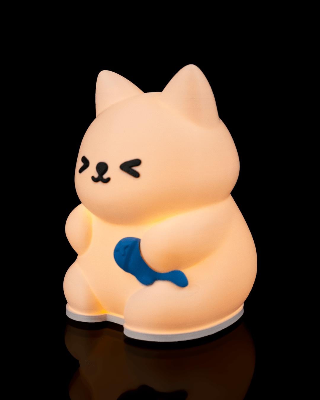 Cat Night Light – Katzen Tischlampe mit Fisch
