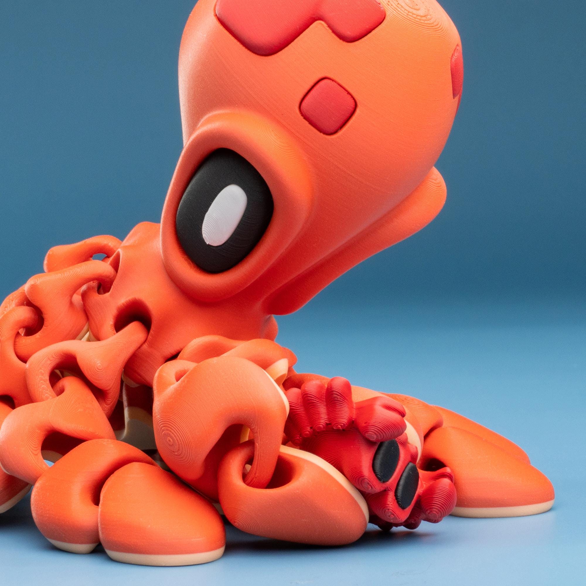 Flexi Oktopus Magnet – Bewegliche 3D-Druck Figur mit zwei Krebsen