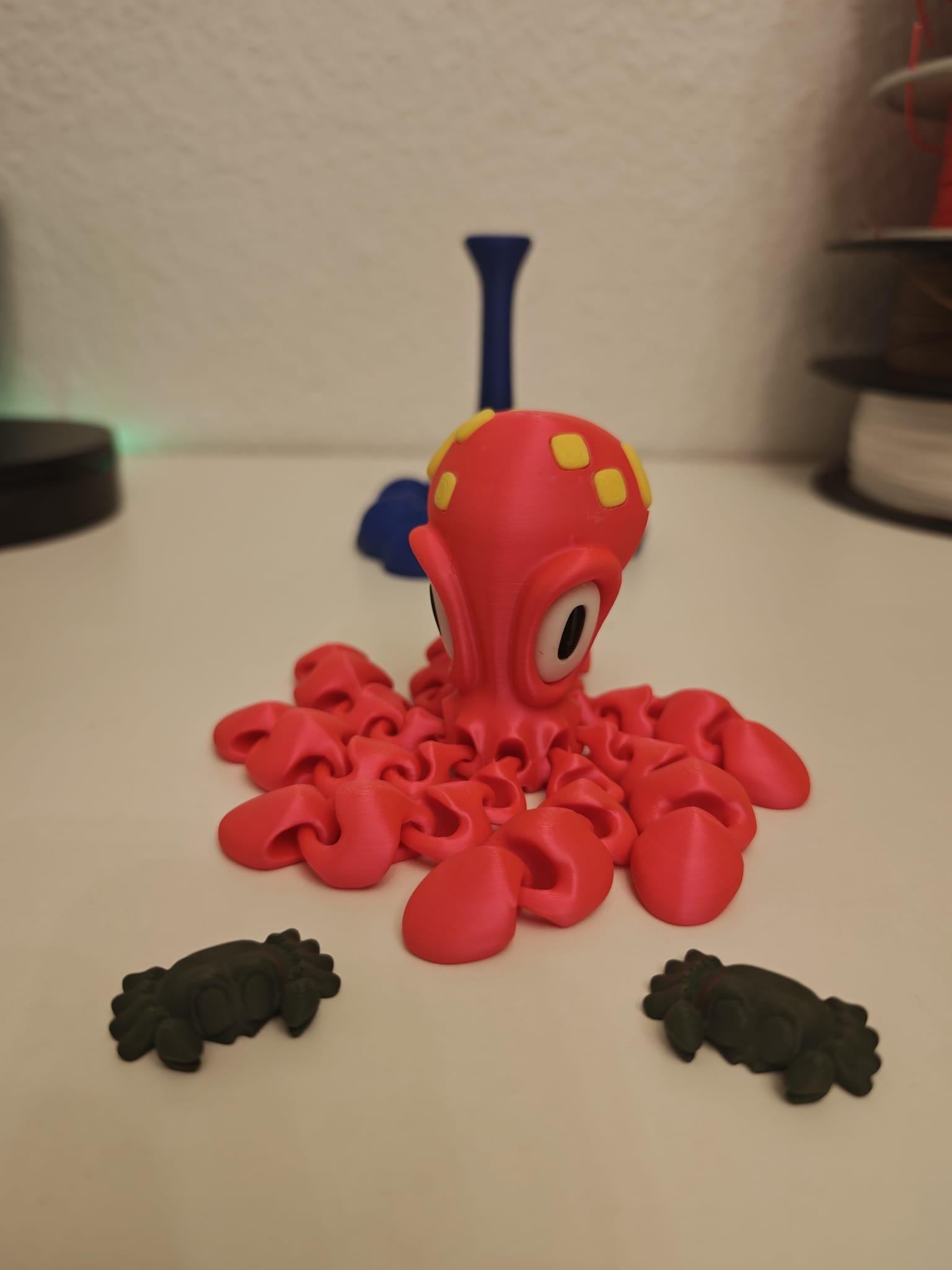 Flexi Oktopus Magnet – Bewegliche 3D-Druck Figur mit zwei Krebsen